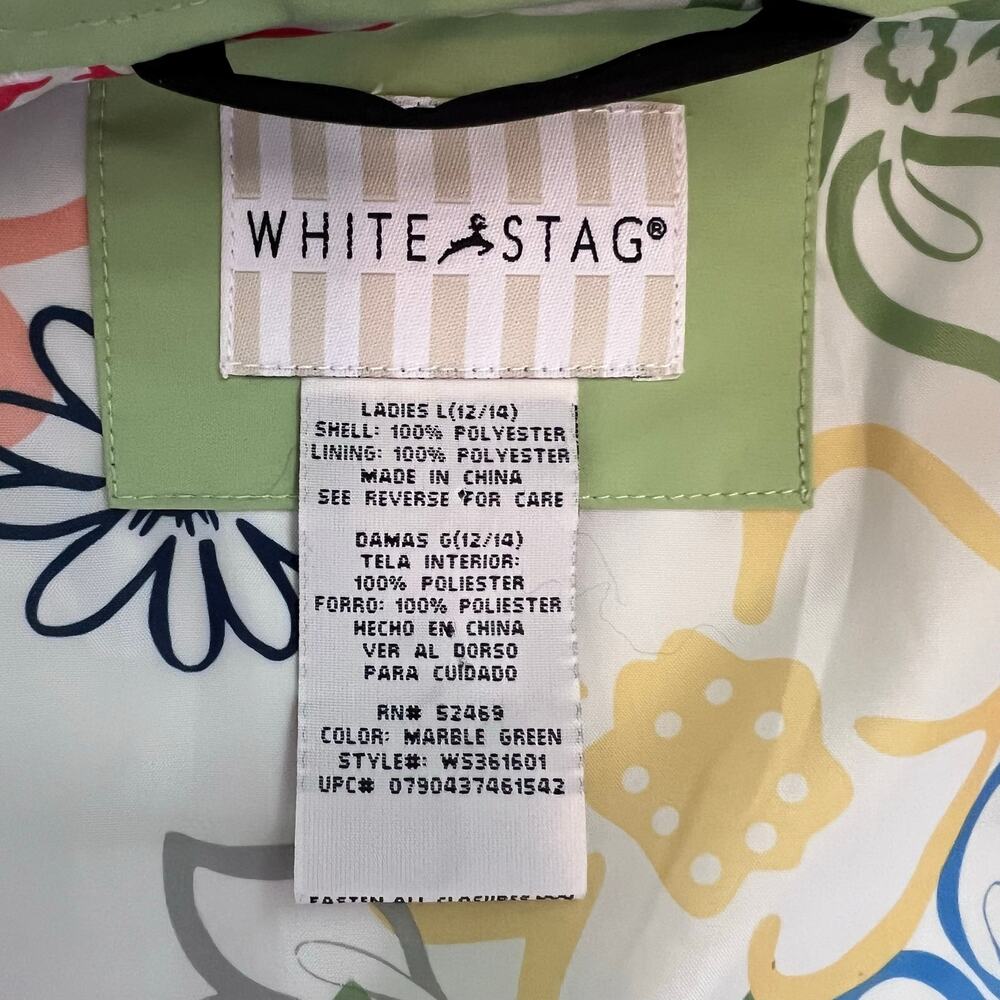 White Stag Lime Green Floral Lining Lightweight Rain Jacket Women's 12/14 - Picture 9 of 14